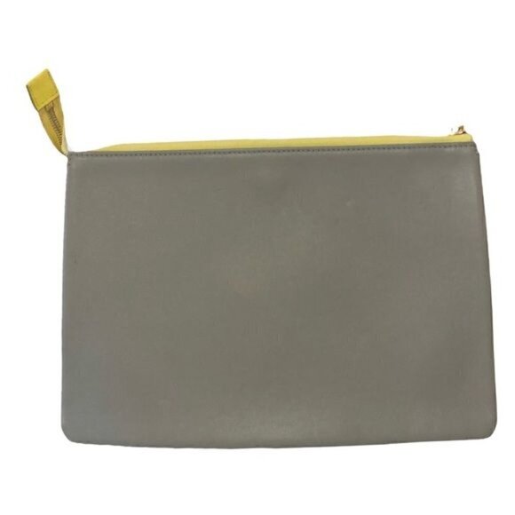New Celine Yellow/Grey Leather Duo Small‎ Pouch Clutch Bag - Picture 3 of 12